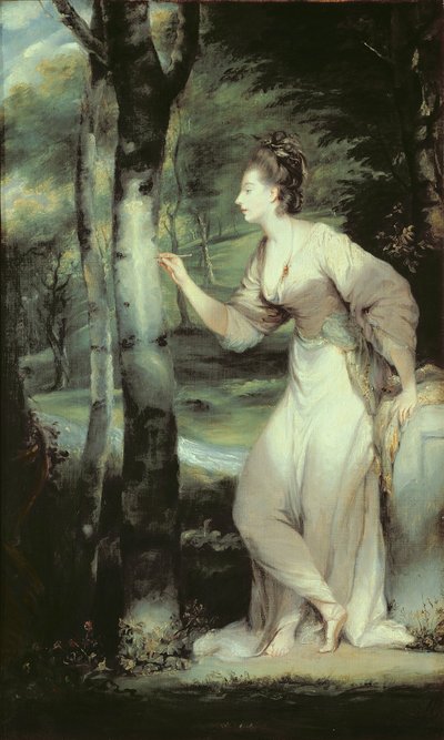 Porträt von Joanna Lloyd aus Maryland, nach einem Gemälde von Sir Joshua Reynolds oder seinem Atelier von English School